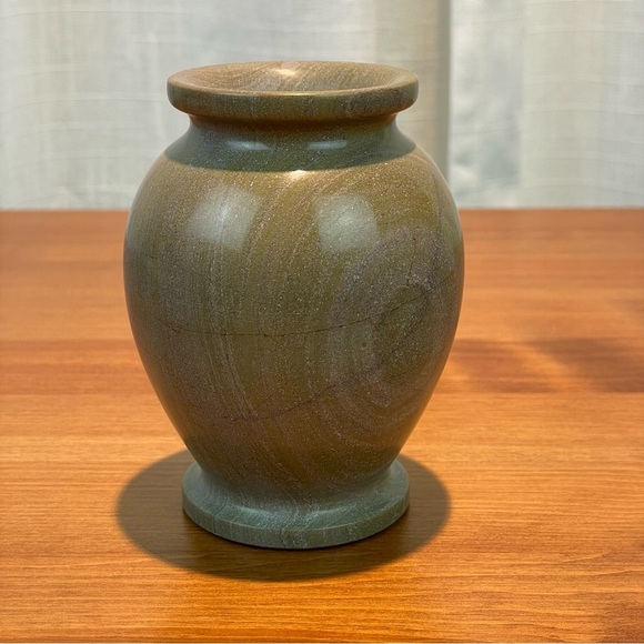 VTG Carved Stone Marble Miniature Bud Vase 4” Tall Green Earth Tone Natural - Picture 5 of 16